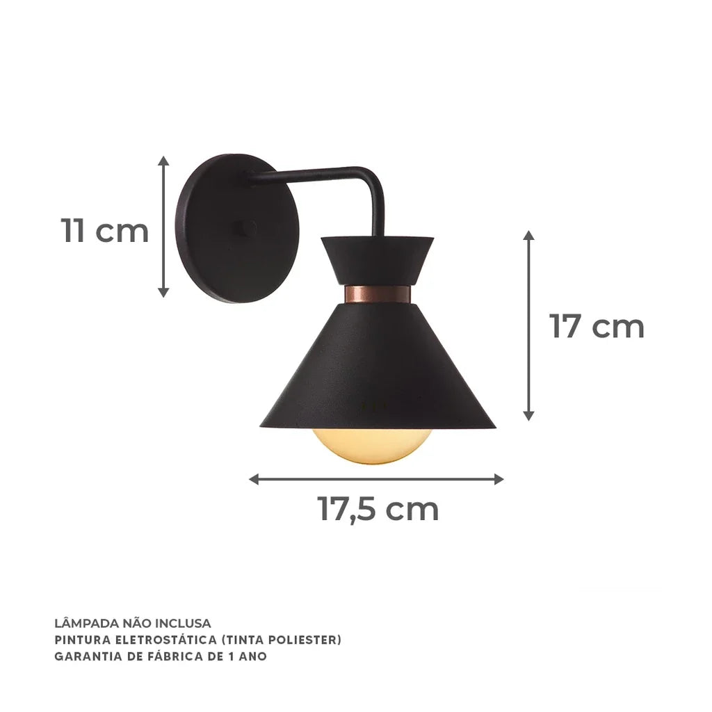 Kit 2 Arandelas de Parede Cúpula Cone em Alumínio – foto 5
