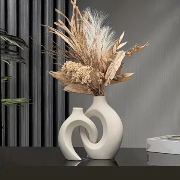 Vaso Decorativo Duplo Entrelaçado em Cerâmica – foto principal