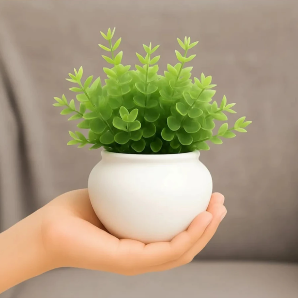 Vaso de Cerâmica Branco com Eucalipto Artificial – foto 2
