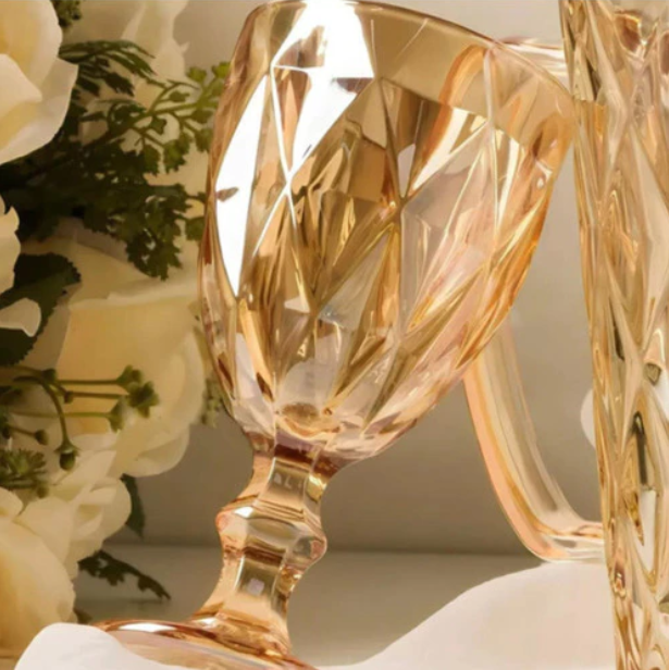 Jogo 6 Taças de Vidro Lapidado Diamante 330 ml – foto 4