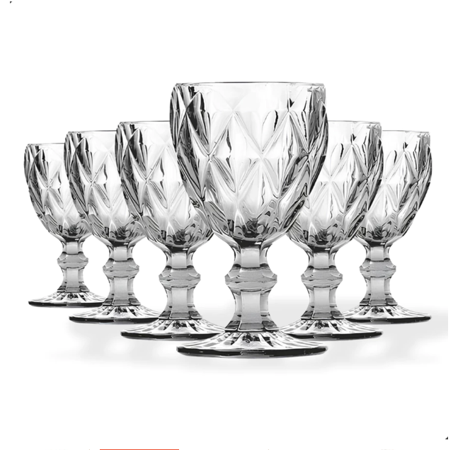 Jogo 6 Taças de Vidro Lapidado Diamante 330 ml – foto 2