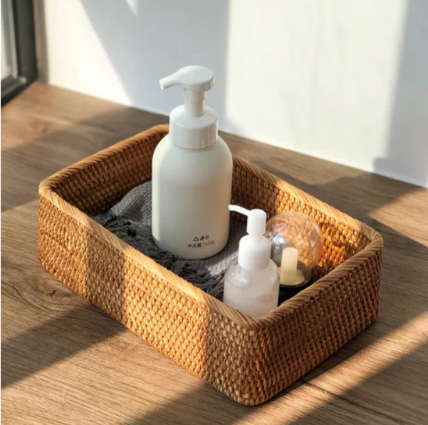 Cesto Organizador Retangular de Rattan Trançado – foto 2
