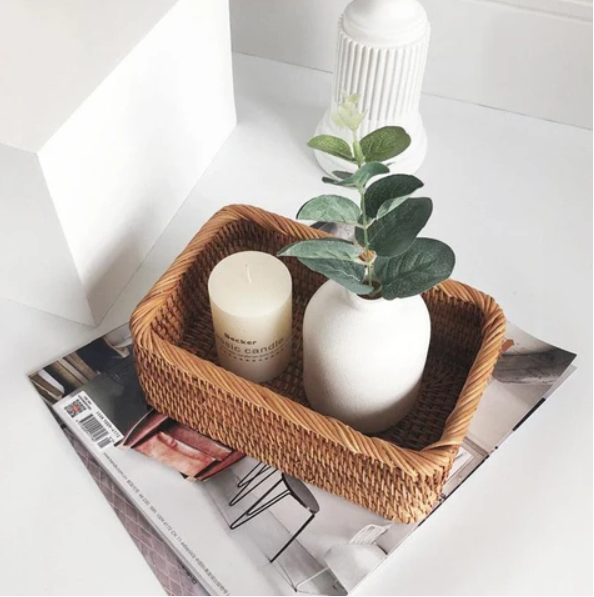 Cesto Organizador Retangular de Rattan Trançado – foto 3