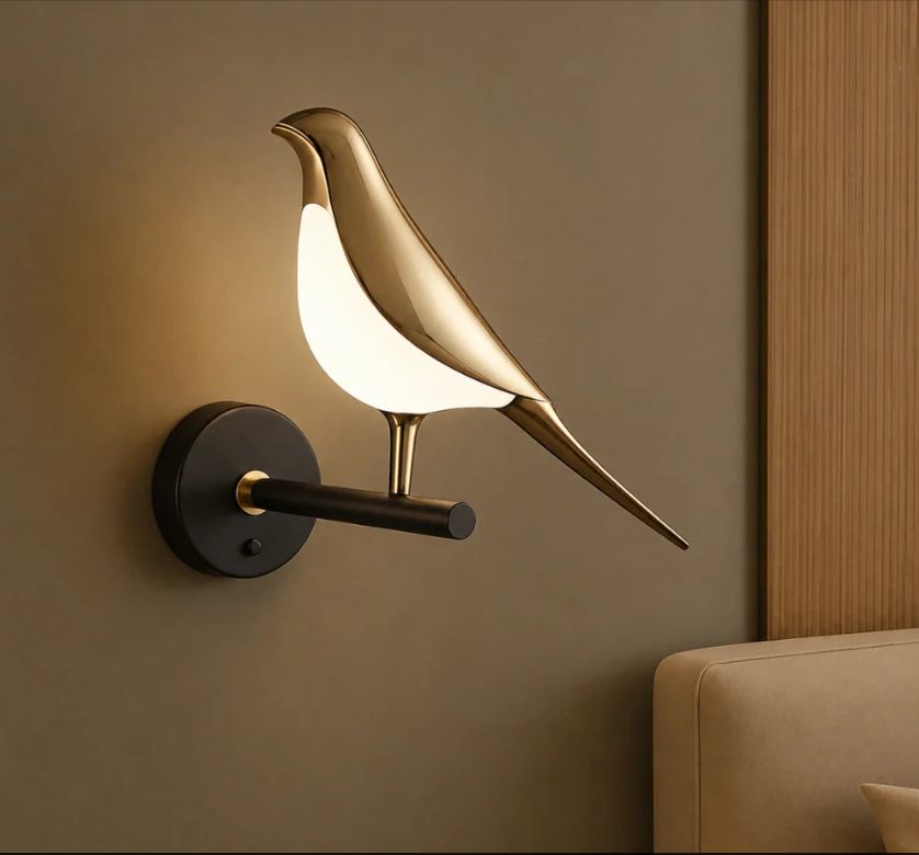 Arandela de Parede LED Pássaro Dourada Bivolt – foto 5