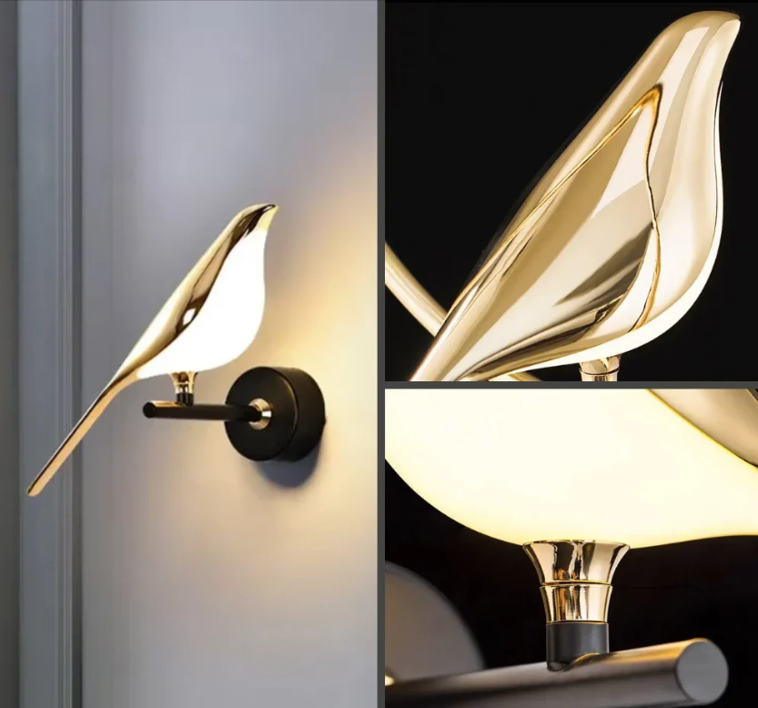 Arandela de Parede LED Pássaro Dourada Bivolt – foto 6