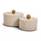 Kit 2 Potes Decorativos Redondos com Tampa em MDF Revestido – foto 3