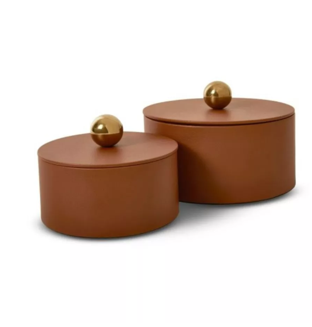 Kit 2 Potes Decorativos Redondos com Tampa em MDF Revestido – foto 6