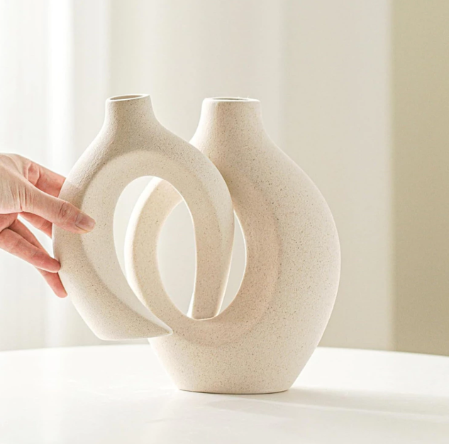 Vaso Decorativo Duplo Entrelaçado em Cerâmica – foto 4