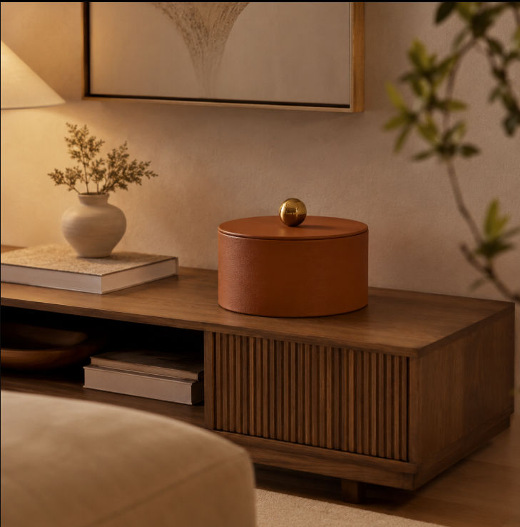 Kit 2 Potes Decorativos Redondos com Tampa em MDF Revestido – foto 4