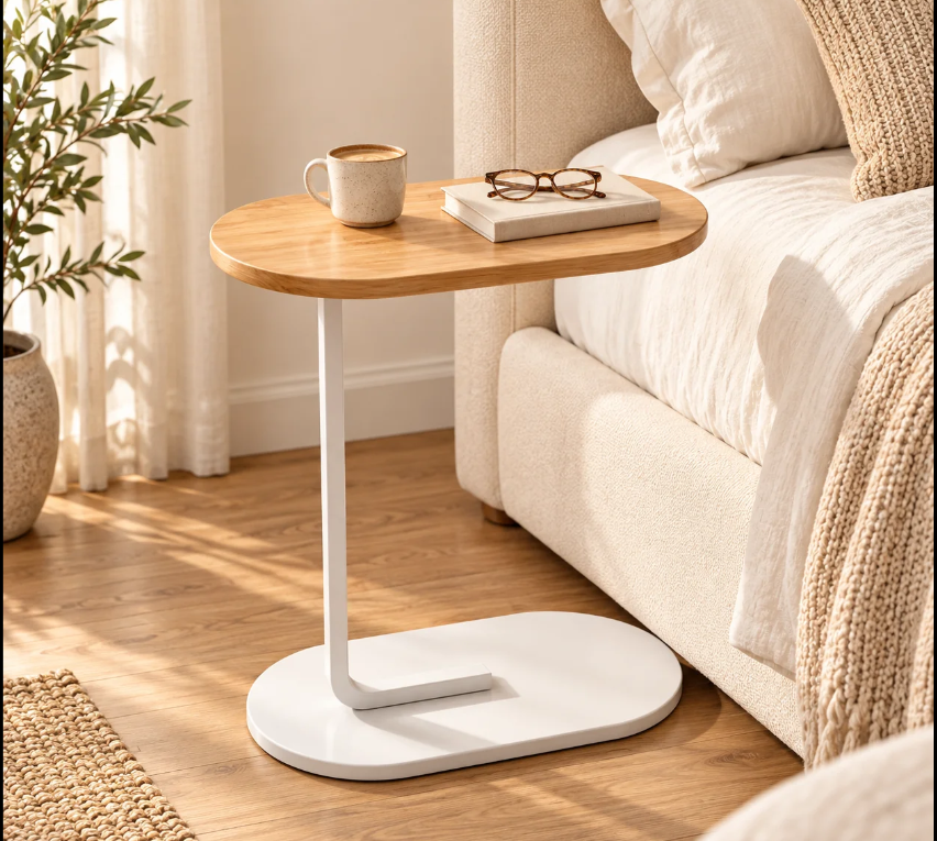 Mesa de Apoio Lateral em C para Sofá e Cama – foto principal