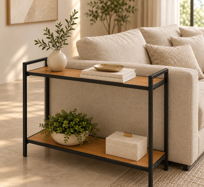 Mesa Lateral Retangular 2 Níveis com Estrutura em Aço – foto 3