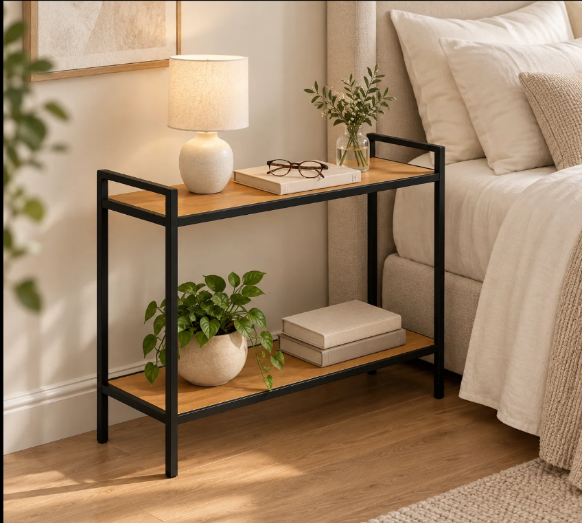 Mesa Lateral Retangular 2 Níveis com Estrutura em Aço – foto principal