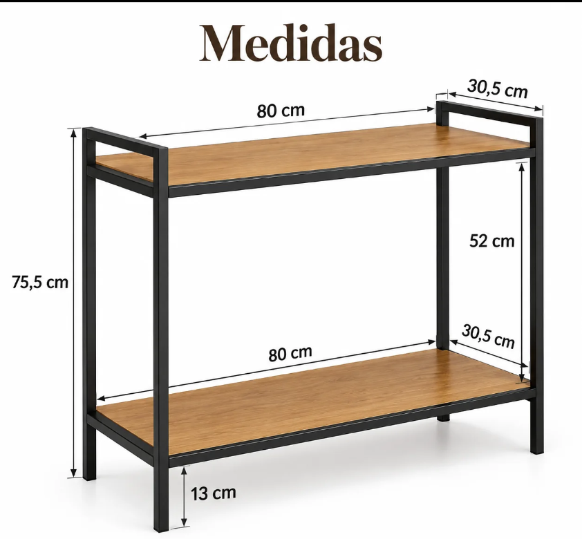 Mesa Lateral Retangular 2 Níveis com Estrutura em Aço – foto 10