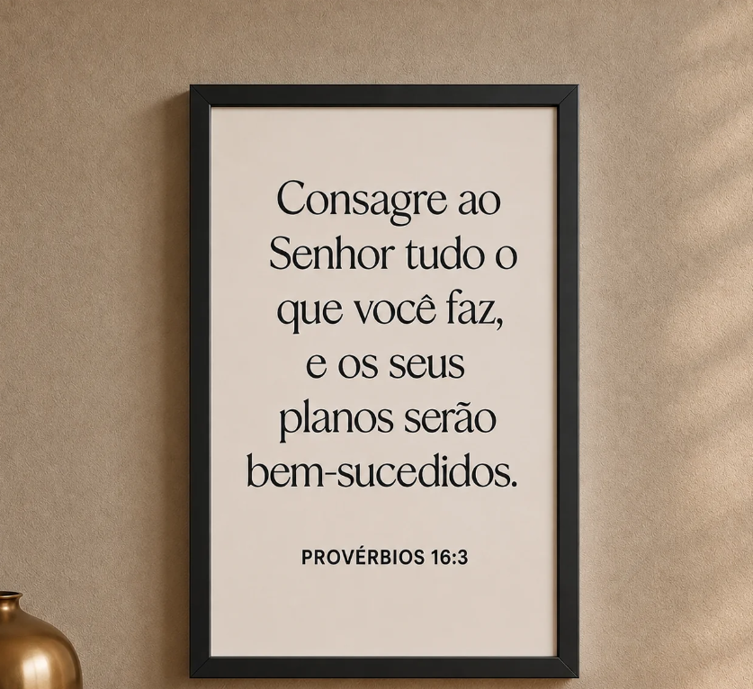 Quadro Decorativo Frase Provérbios 16:3 com Moldura Laqueada – foto 4