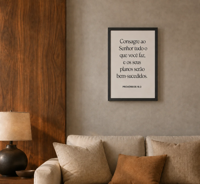 Quadro Decorativo Frase Provérbios 16:3 com Moldura Laqueada – foto 3