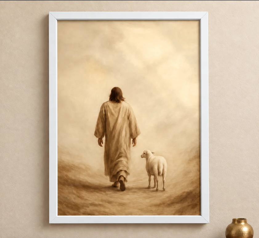 Quadro Decorativo Religioso Bom Pastor com Moldura Laqueada – foto 6
