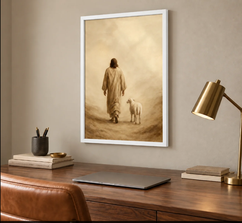 Quadro Decorativo Religioso Bom Pastor com Moldura Laqueada – foto 5