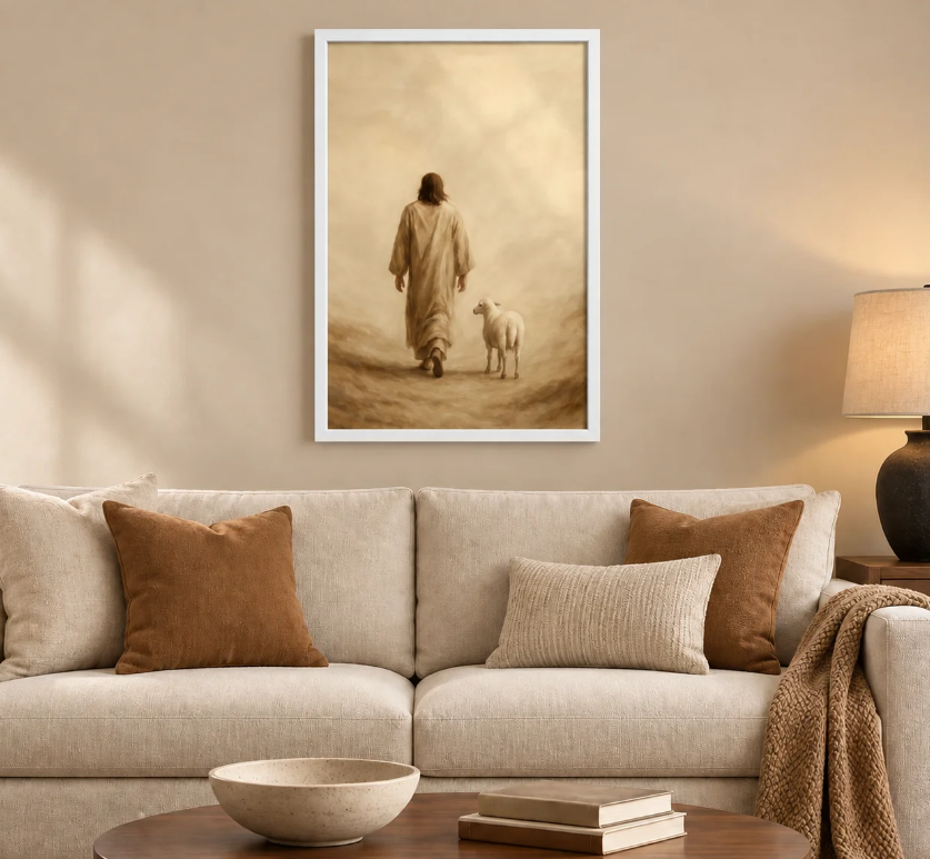 Quadro Decorativo Religioso Bom Pastor com Moldura Laqueada – foto 4