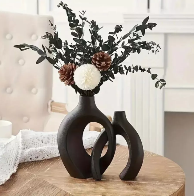 Vaso Decorativo Duplo Entrelaçado em Cerâmica – foto 2