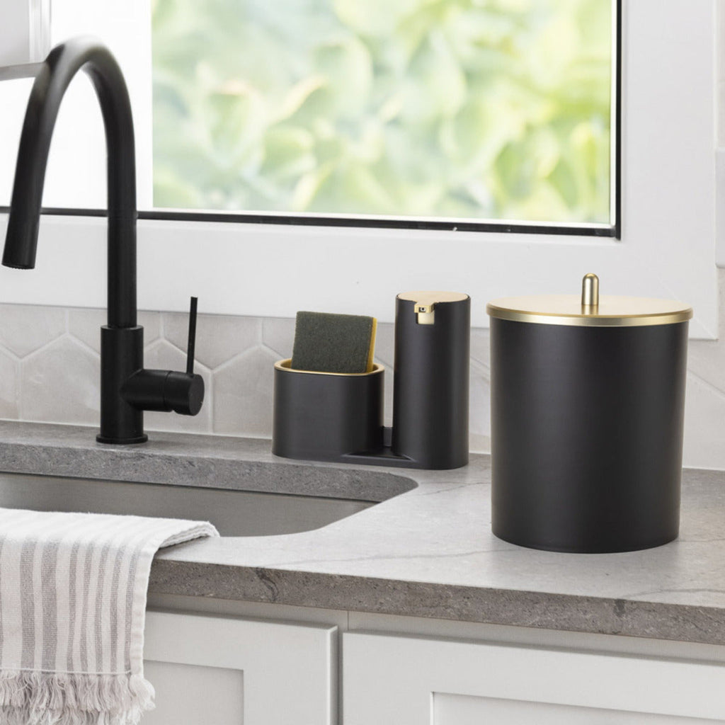 Kit Pia com Lixeira de Bancada 5 L e Dispenser de Detergente – foto principal