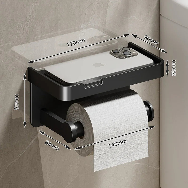 Suporte de Papel Higiênico de Parede com Prateleira para Celular – foto 5