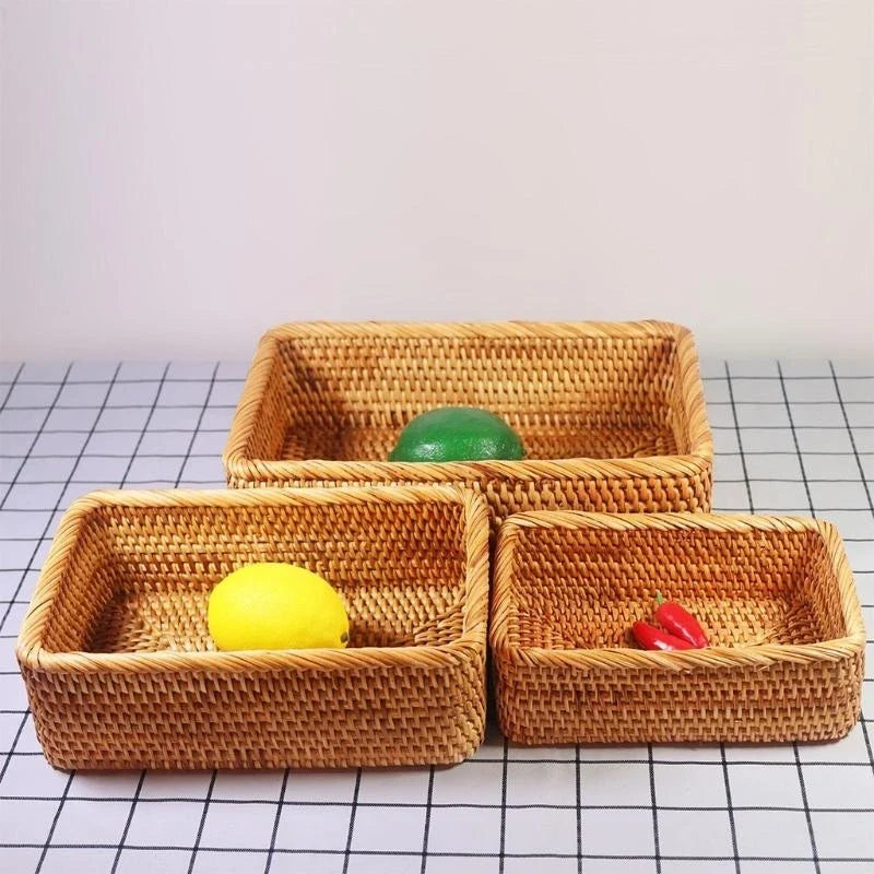 Cesto Organizador Retangular de Rattan Trançado – foto 4