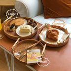 Bandeja Redonda de Rattan Trançado com Alças – foto 5