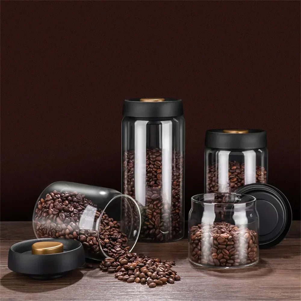 Pote de Vidro com Tampa a Vácuo para Café e Grãos – foto 2
