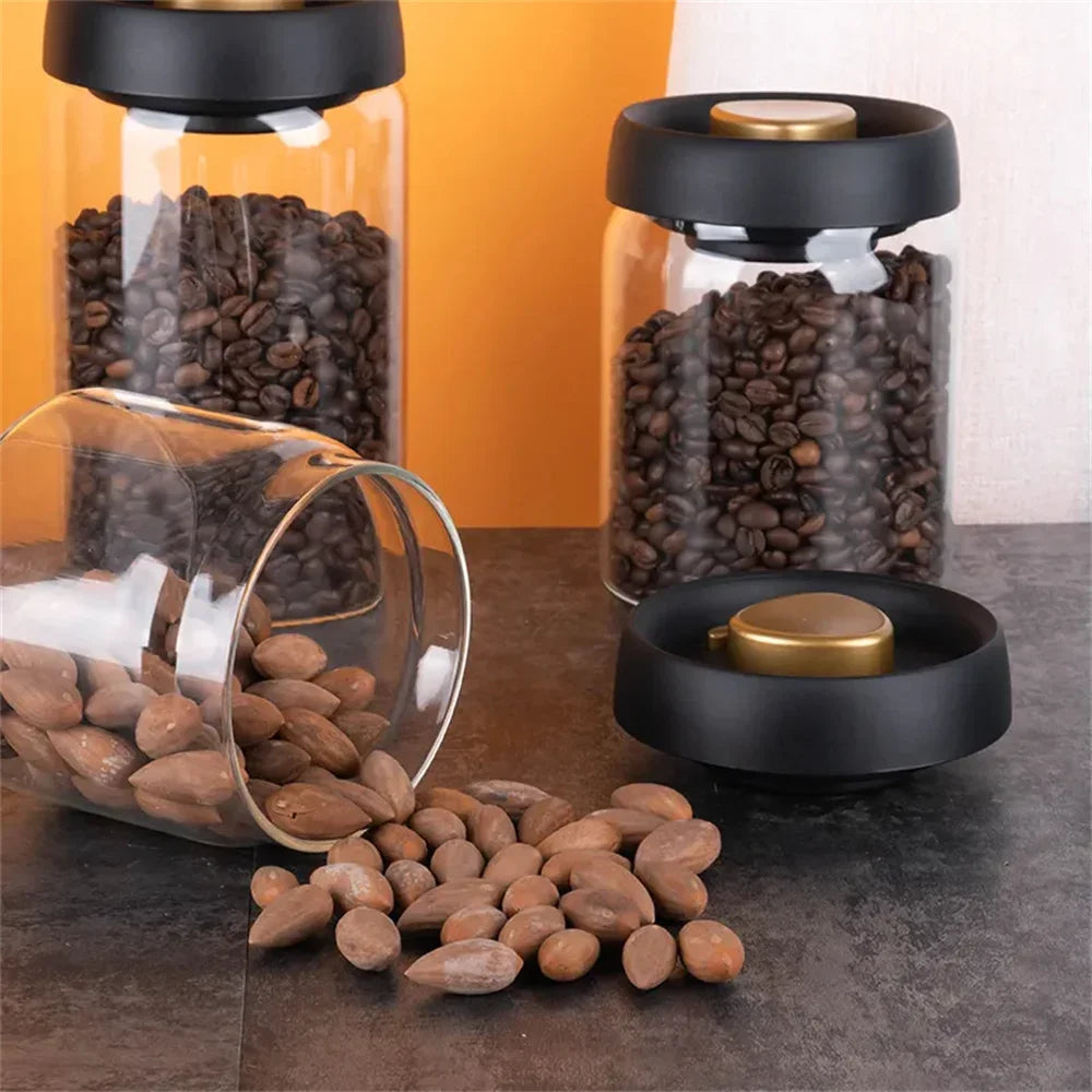 Pote de Vidro com Tampa a Vácuo para Café e Grãos – foto 3