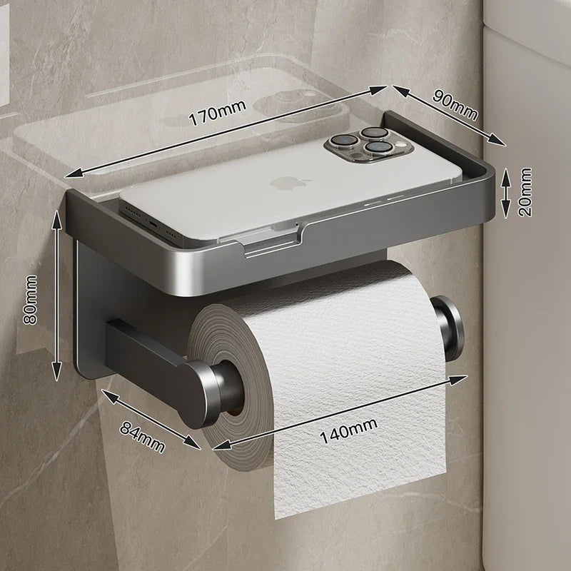Suporte de Papel Higiênico de Parede com Prateleira para Celular – foto 12