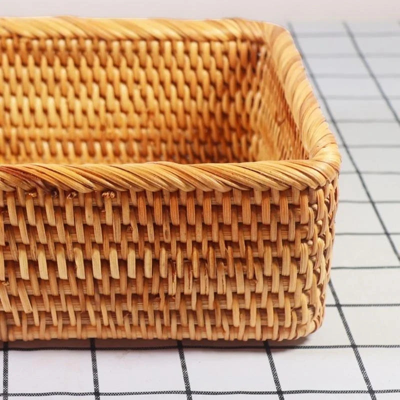 Cesto Organizador Retangular de Rattan Trançado – foto 5