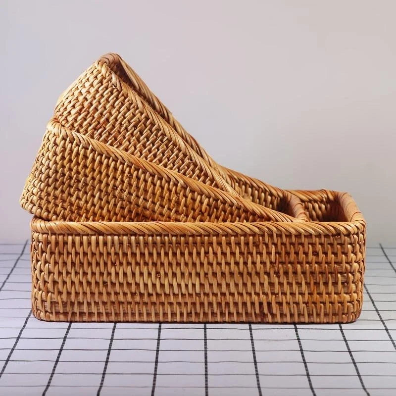Cesto Organizador Retangular de Rattan Trançado – foto 7