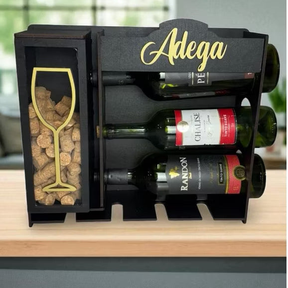 Adega de Parede em MDF para 3 Vinhos com Porta-Taças e Porta-Rolhas – foto 9
