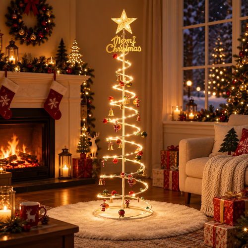 Árvore de Natal Dobrável com LED 1,80 m e Kit de Enfeites