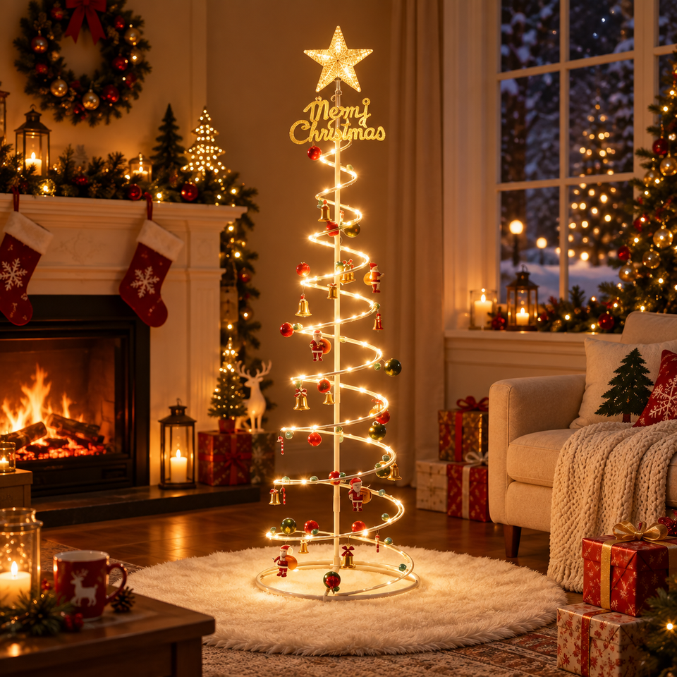 Árvore de Natal Dobrável com LED 1,80 m e Kit de Enfeites