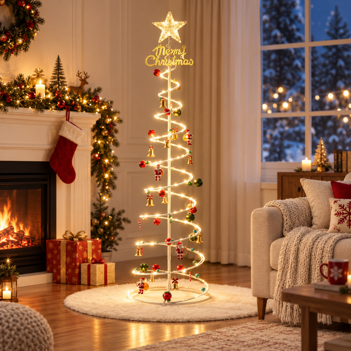 Árvore de Natal Dobrável com LED 1,80 m e Kit de Enfeites – foto 3