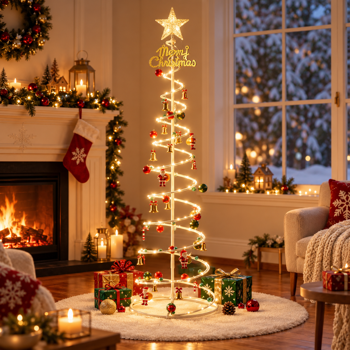 Árvore de Natal Dobrável com LED 1,80 m e Kit de Enfeites – foto 4