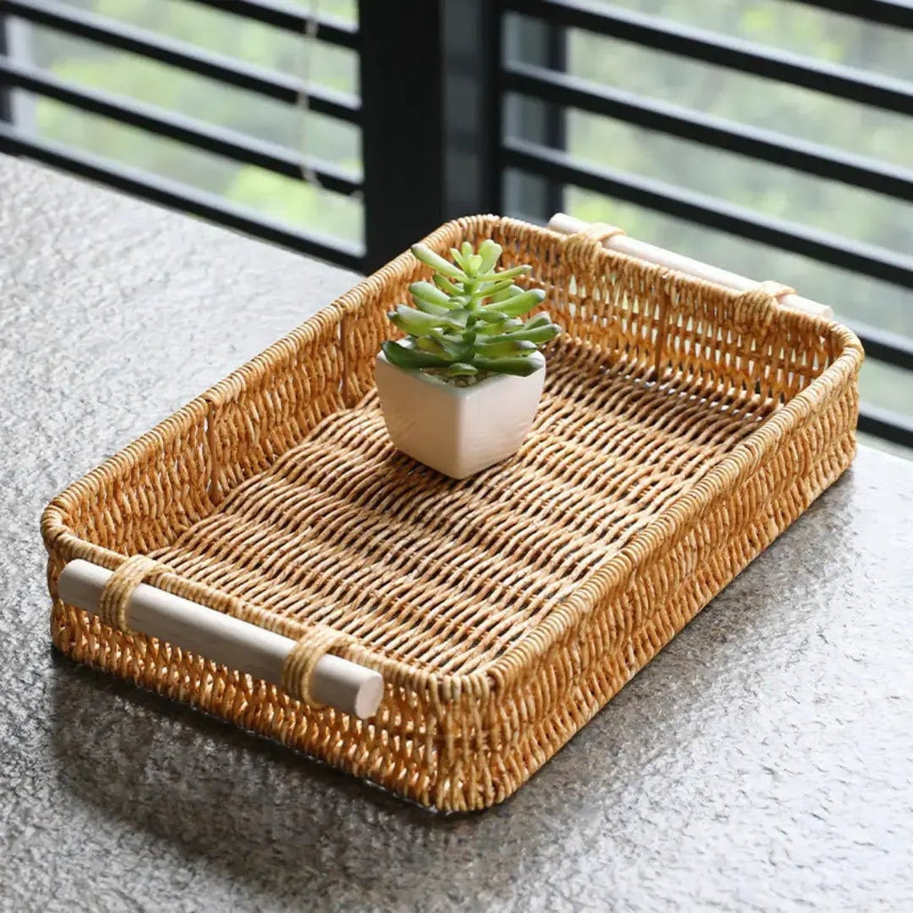 Bandeja de Vime com Alças 34 x 24 cm para Servir e Decorar – foto 2