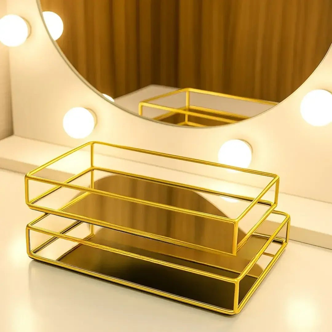 Bandeja Decorativa com Espelho em Metal 20 x 12 cm – foto 3