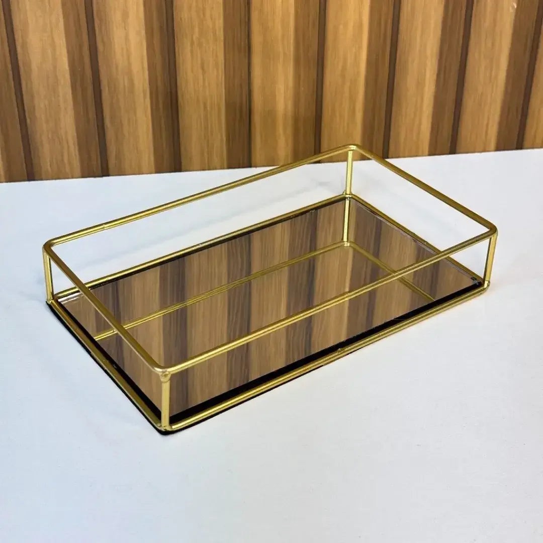 Bandeja Decorativa com Espelho em Metal 20 x 12 cm – foto 4
