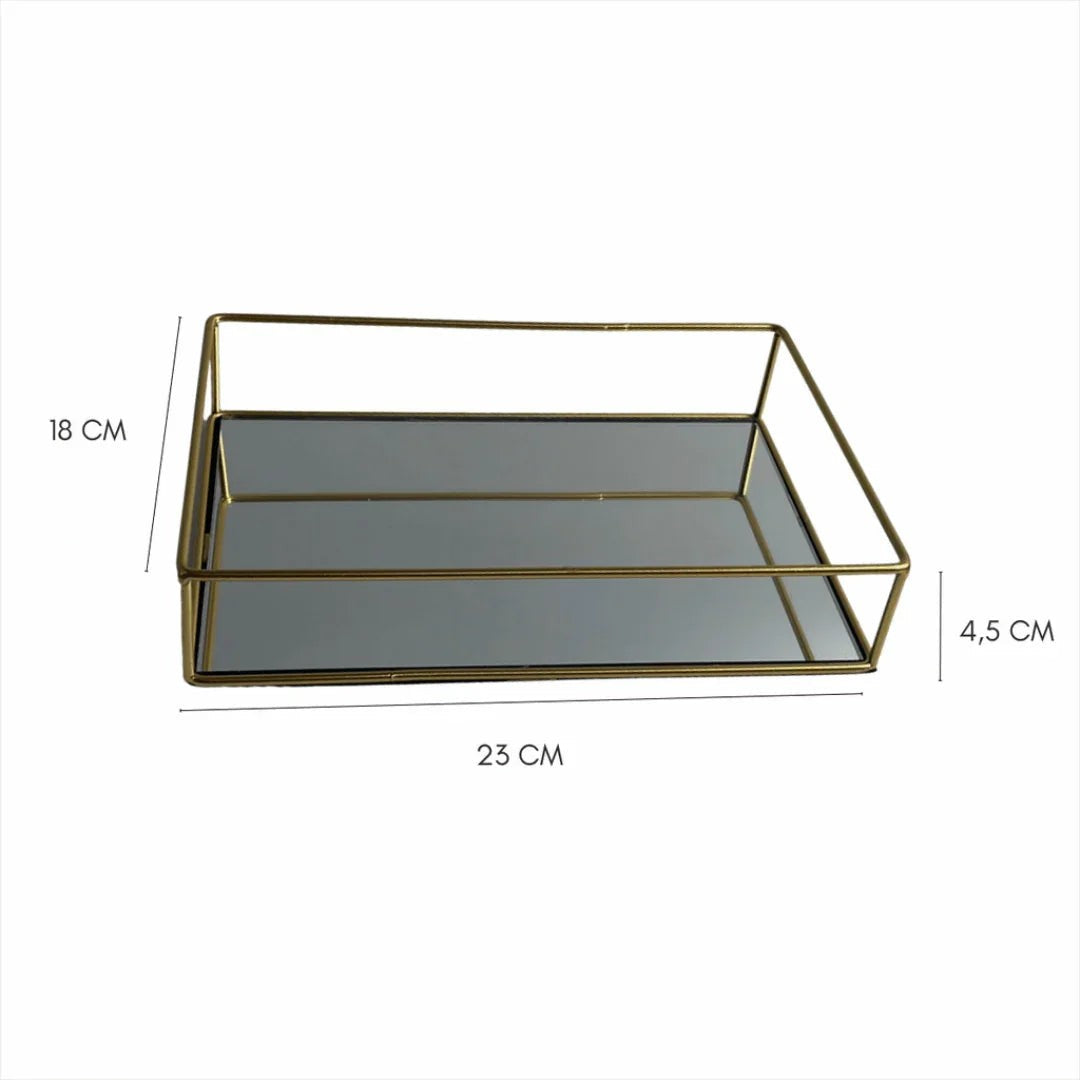 Bandeja Decorativa com Espelho em Metal 20 x 12 cm – foto 6