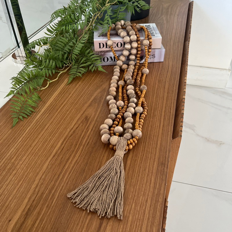 Colar Decorativo de Contas de Madeira 6 Voltas para Mesa e Aparador – foto 4
