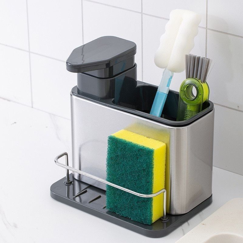 Dispenser de Detergente com Porta-Esponja Acabamento Metálico – foto 3