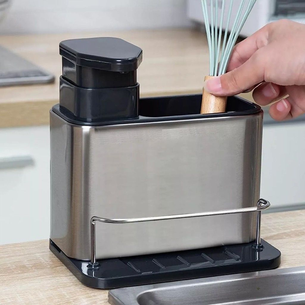 Dispenser de Detergente com Porta-Esponja Acabamento Metálico – foto 6