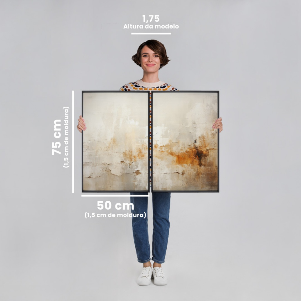 Quadro Decorativo Díptico Abstrato em Tons Terrosos com Moldura – foto 10