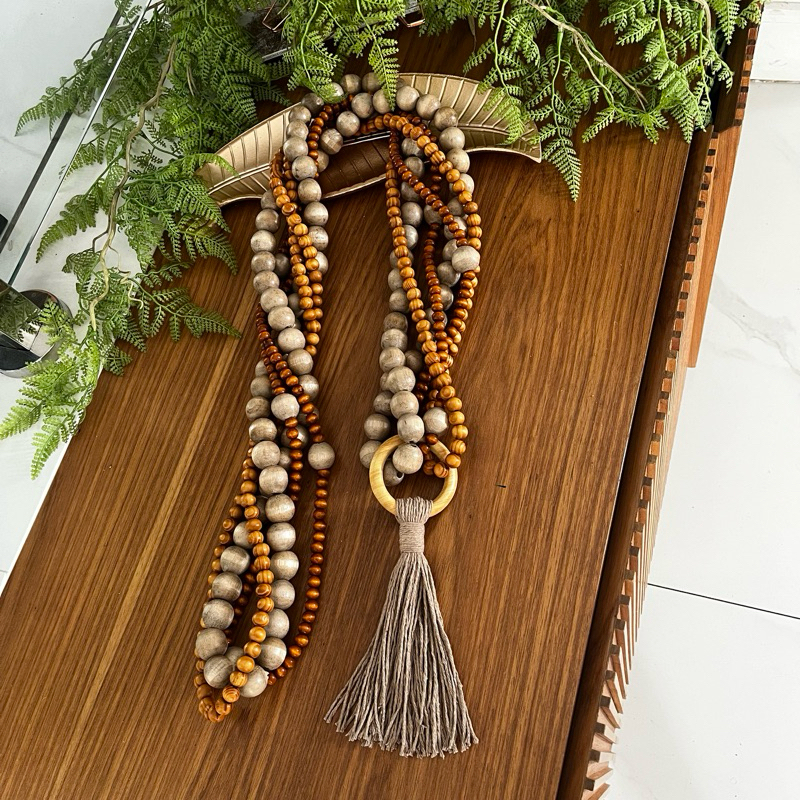 Colar Decorativo de Contas de Madeira 6 Voltas para Mesa e Aparador – foto 6
