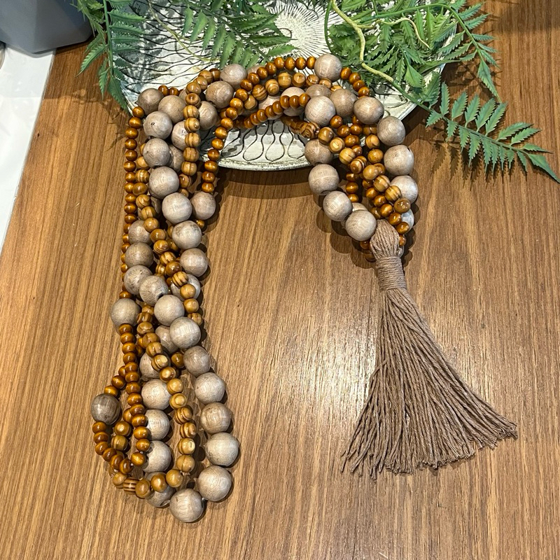 Colar Decorativo de Contas de Madeira 6 Voltas para Mesa e Aparador – foto 3