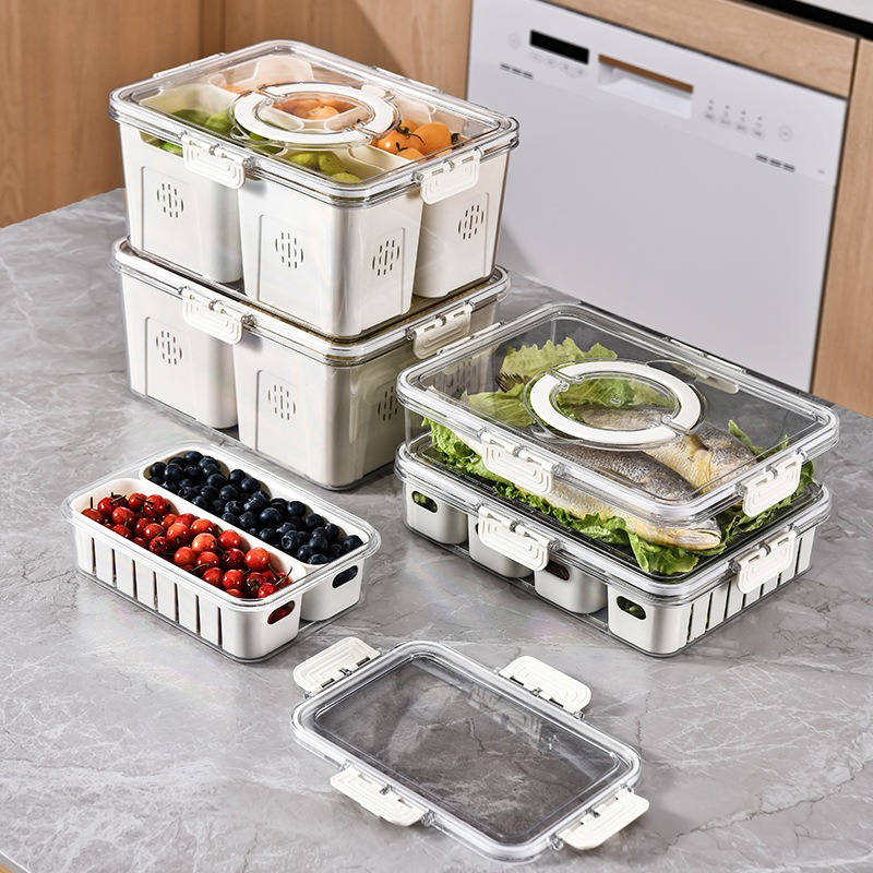 Organizador de Geladeira com Tampa e Divisórias Removíveis – foto principal