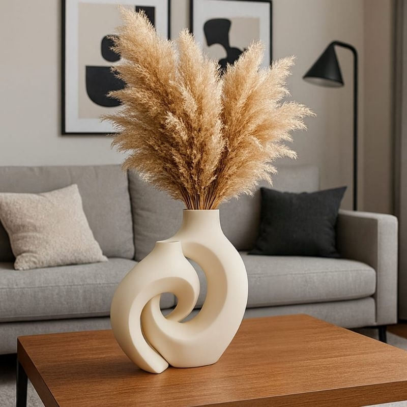 Vaso Decorativo Duplo Entrelaçado em Cerâmica – foto 3