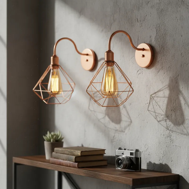 Arandela de Parede Aramada Diamante Estilo Industrial – foto 2